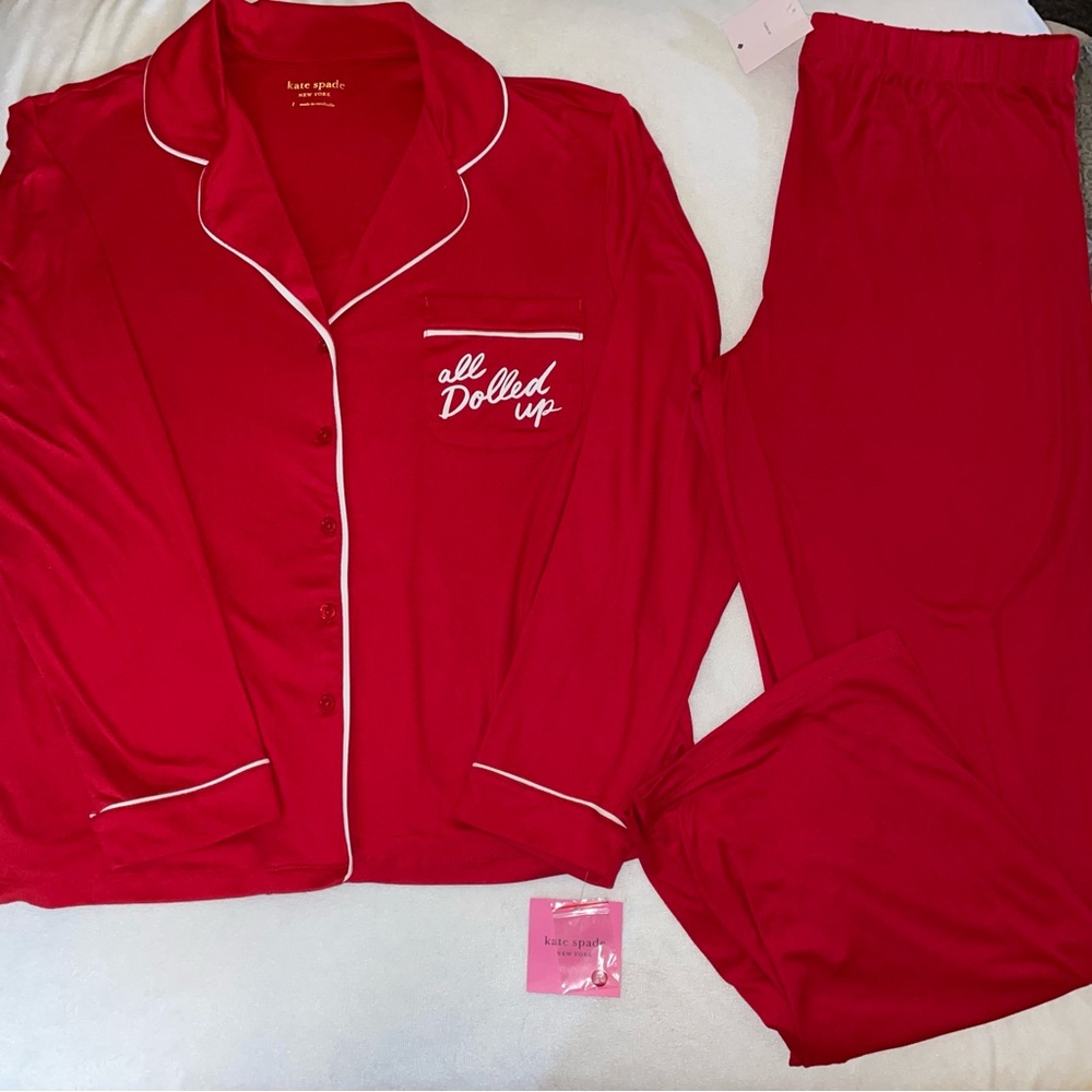 🎉HP🎉New! Kate Spade Red “All Dolled Up” Pajama Pant 2pc Set XL🌹Last one! - Picture 7 of 12